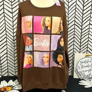 NWT Barbie Pullover Chocolate Brown Sweatshirt, Size XXL